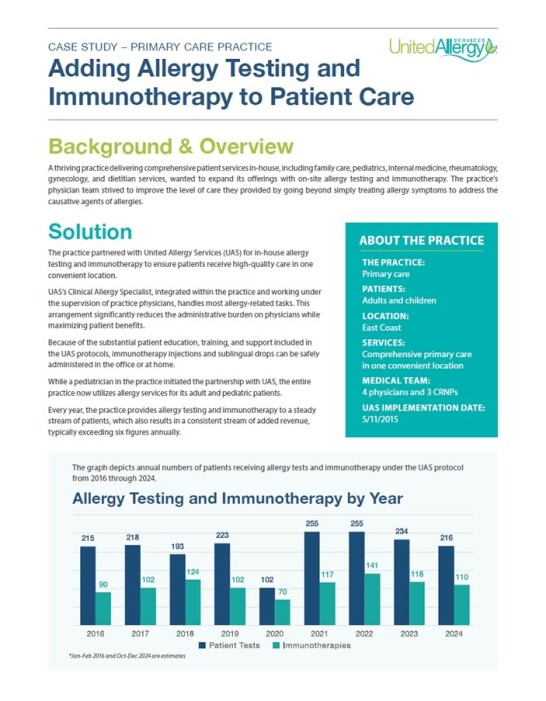 Adding Allergy Testing and Immunotherapy to Patient Care: Case Study Cover